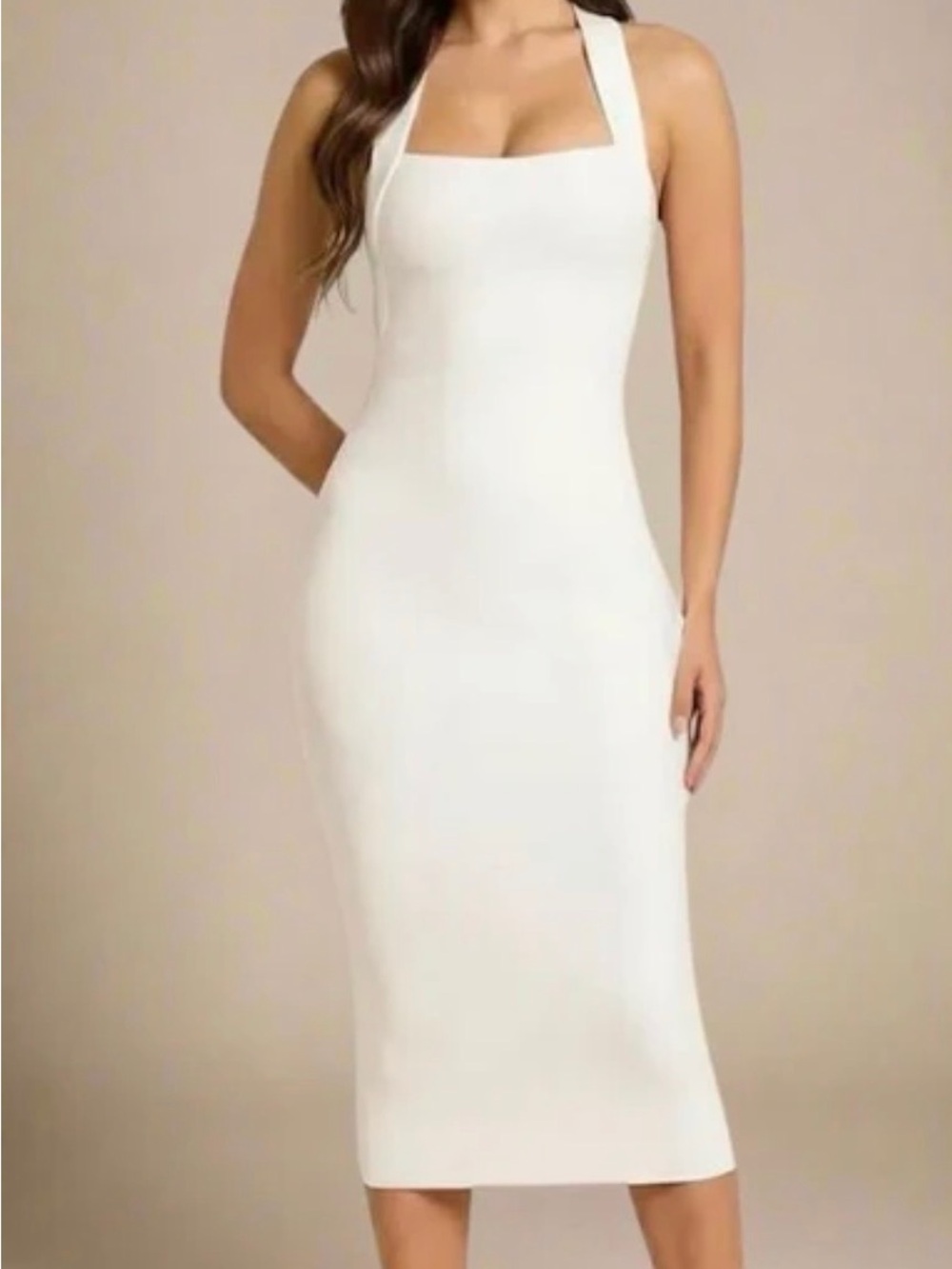 BODYCON COLLECTION RAYA BODYCON MIDI DRESS - WHITE PEARL